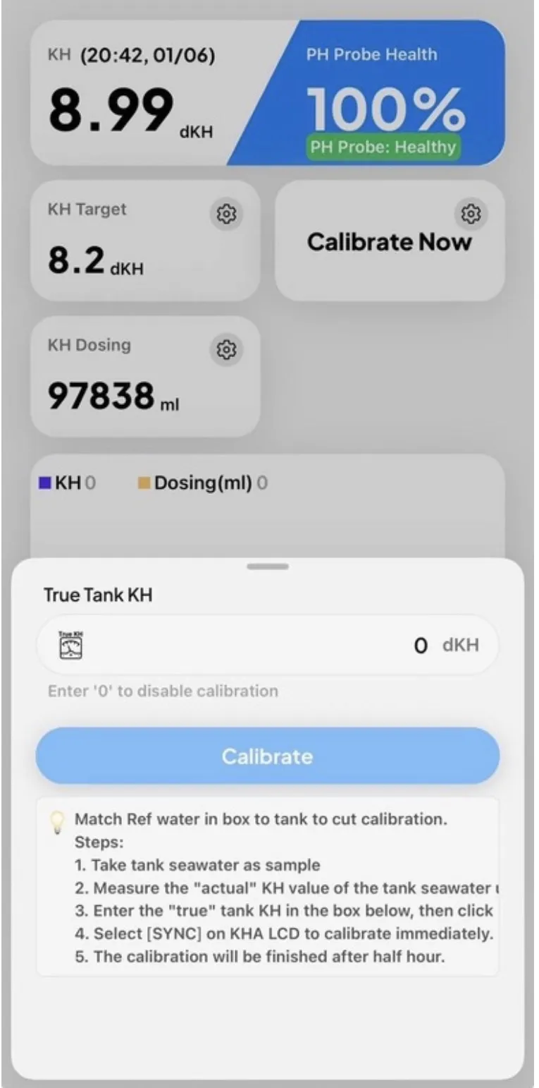 AquaWiz App KH 校正畫面