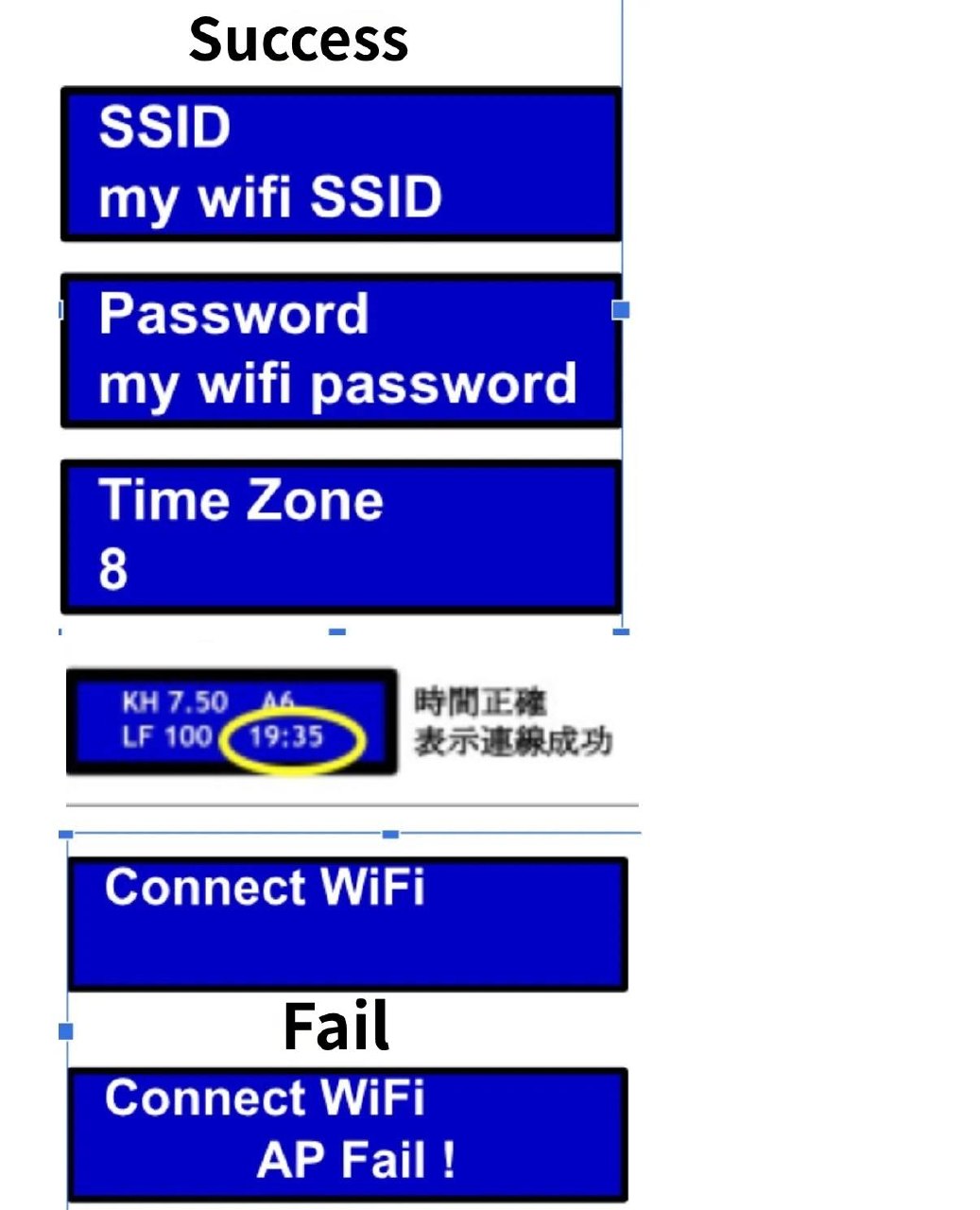 WiFi 連線成功與失敗畫面